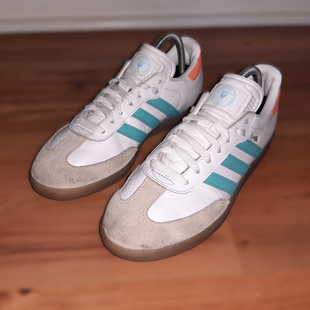 Adidas Samba Miami White Teal Orange Shoes IH8160 Men's Sz 7.5 Women's Sz 8.5 - Picture 3 of 16